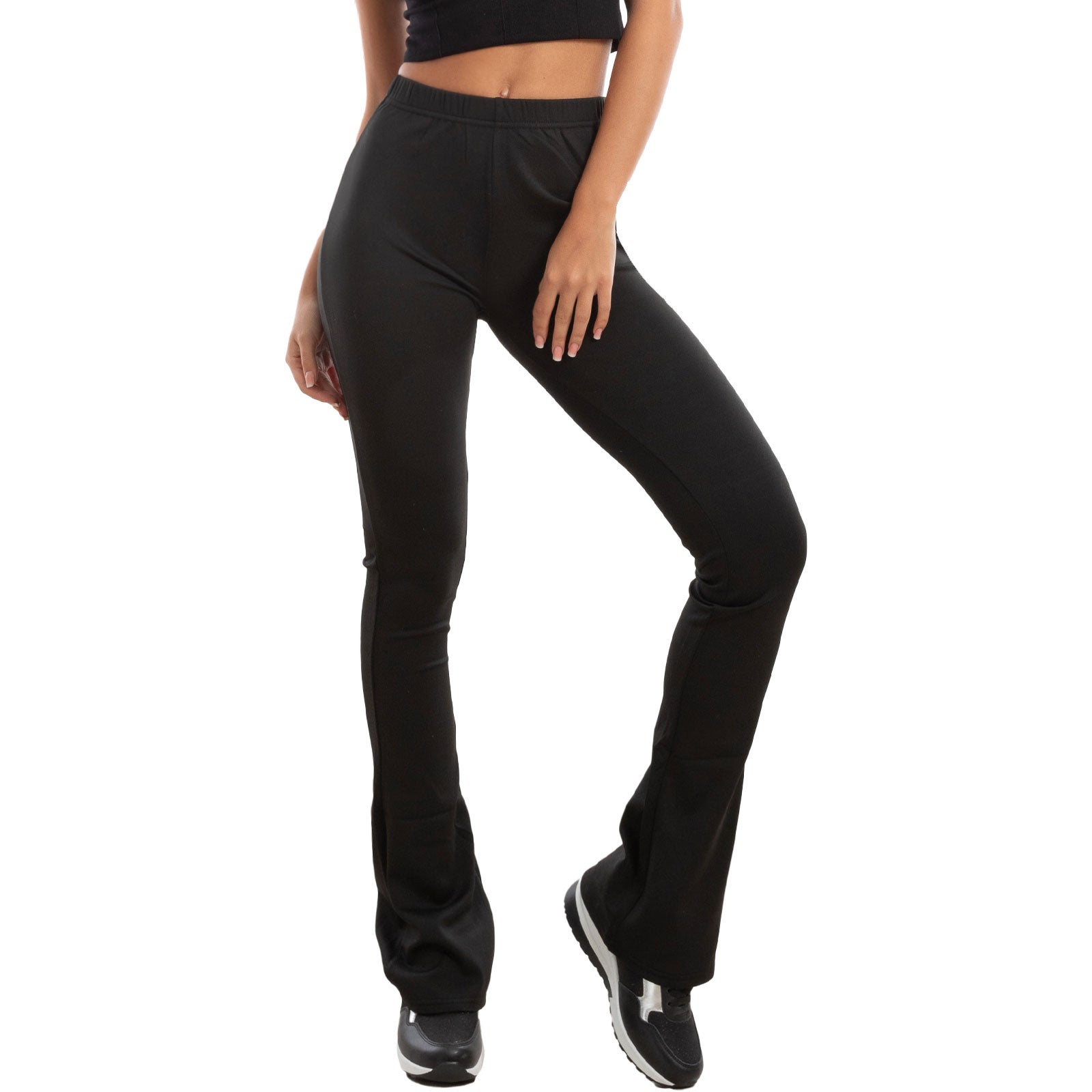 toocool pantaloni donna leggings felpati foderati zampa elefante h912