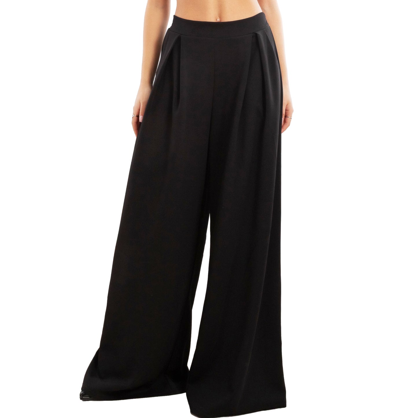 toocool pantaloni donna palazzo pinces eleganti ampi larghi con tasche toocool ms 6934 nero sl