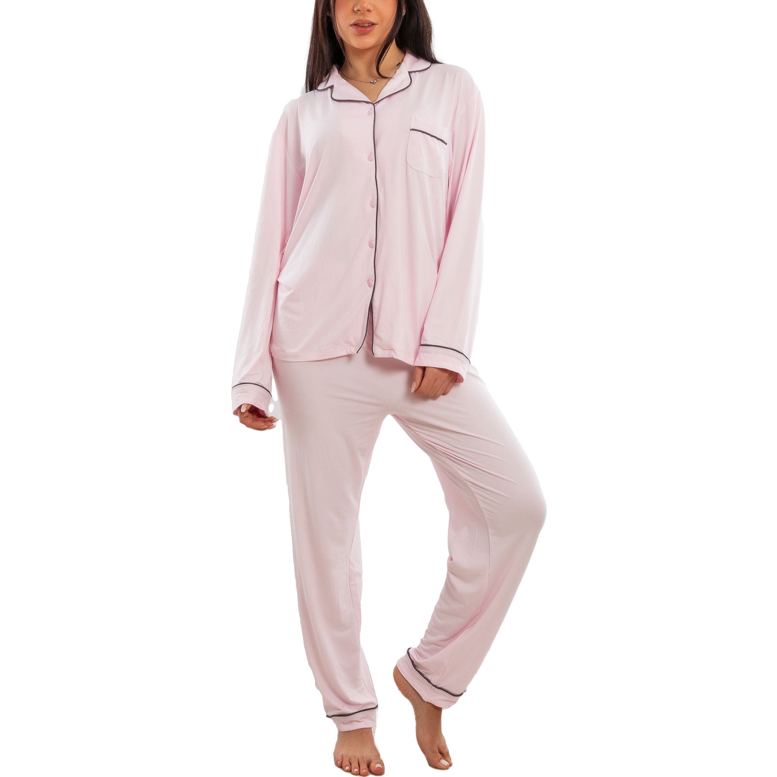 toocool pigiama donna due pezzi microfibra set loungewear maglia maniche lunghe pantaloni lunghi classico toocool m467 rosa xl