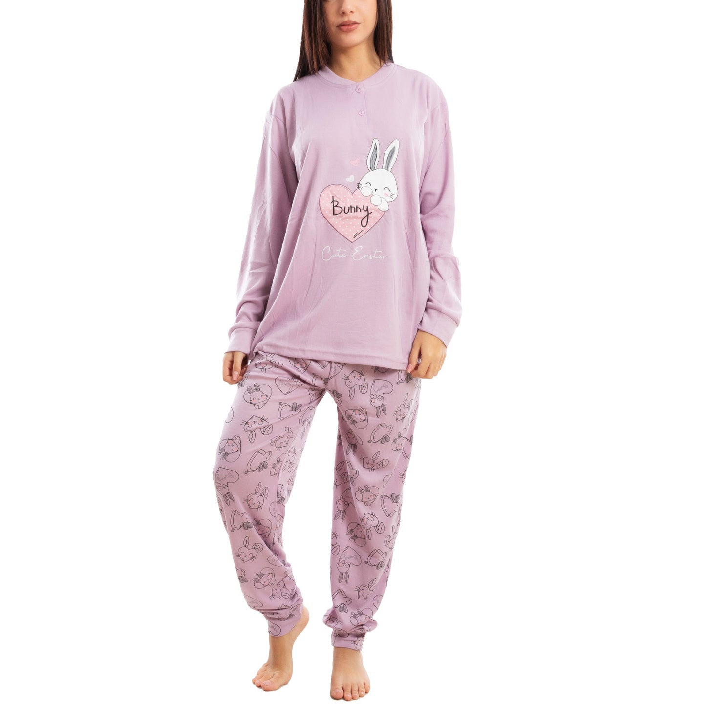 toocool pigiama donna felpato invernale coniglietti caldo c3101