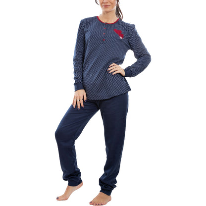 toocool pigiama donna felpato pois cuori maniche lunghe pantaloni completo 2 pezzi toocool s 8043 blu xxl