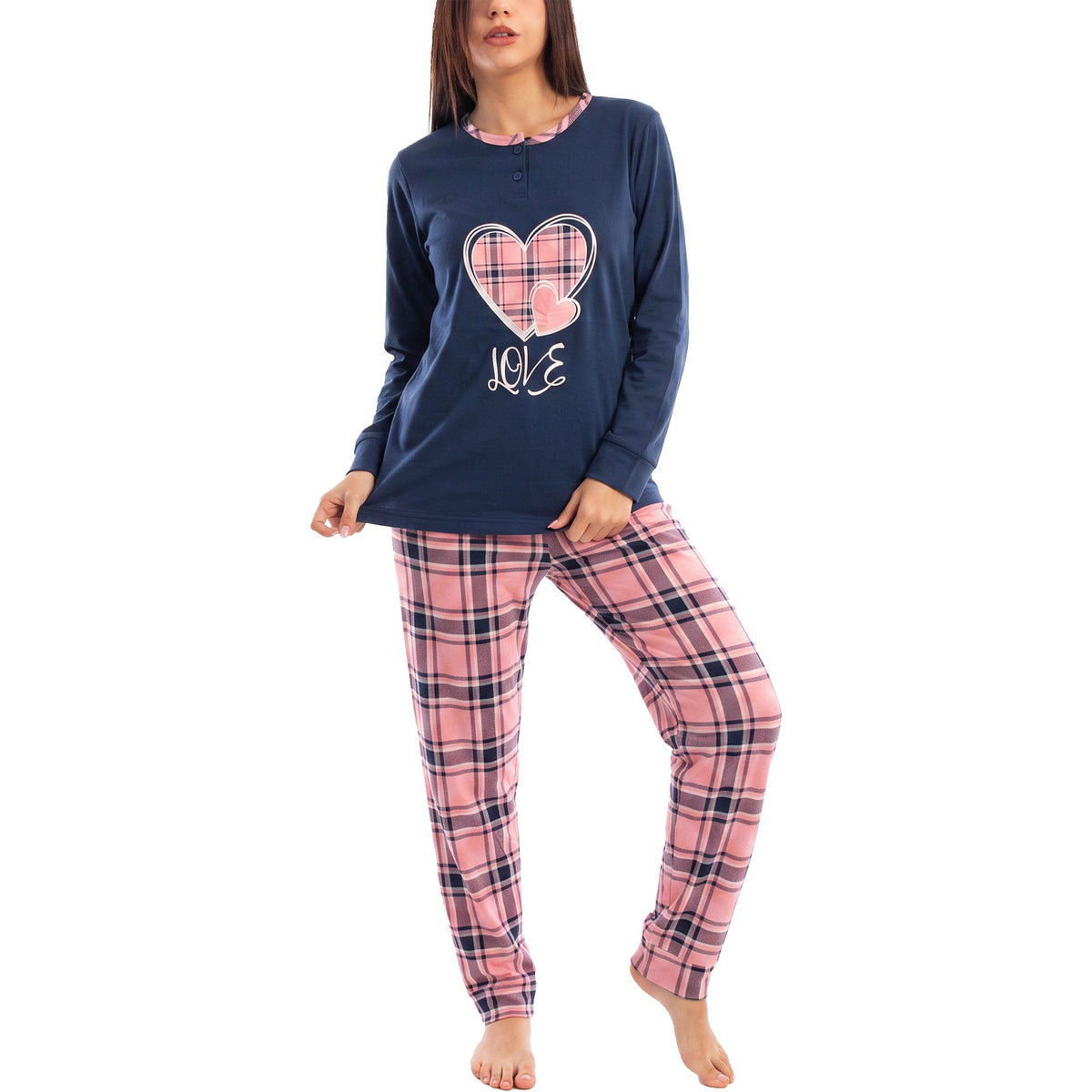 toocool pigiama felpato da donna caldo invernale scozzese toocool q1036 blu s