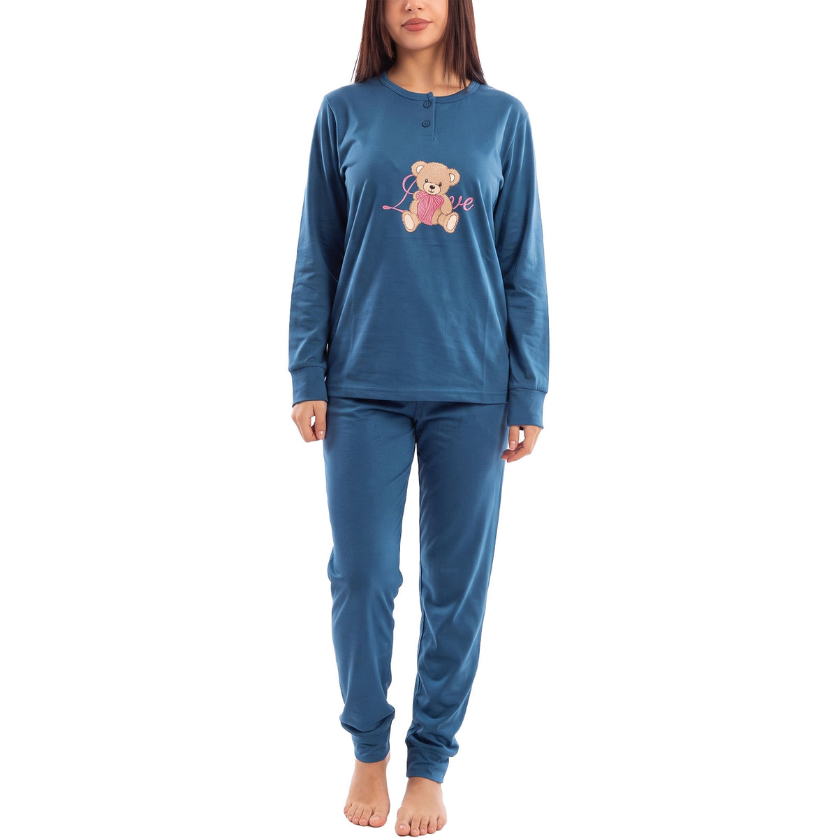 toocool pigiama felpato donna invernale caldo homewear orsetto toocool it 6814 blu s