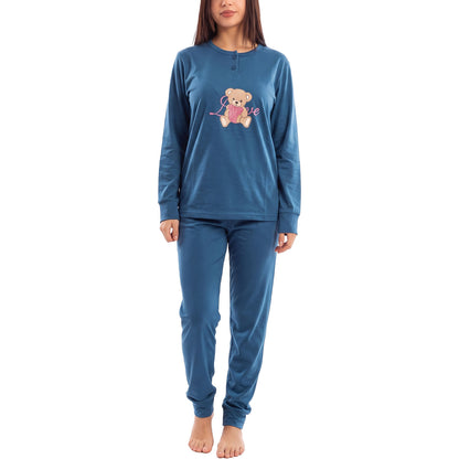 toocool pigiama felpato donna invernale caldo homewear orsetto toocool it 6814 blu s