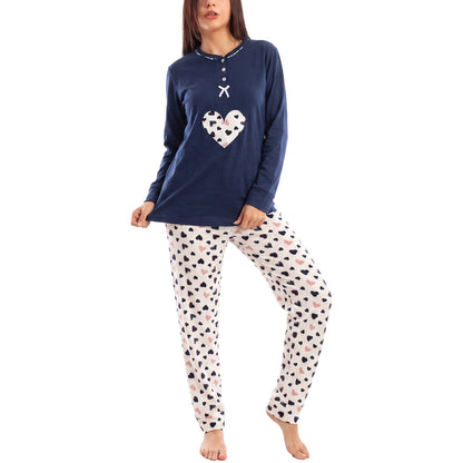 toocool pigiama felpato donna manica lunga caldo invernale cuori toocool q2225 blu m