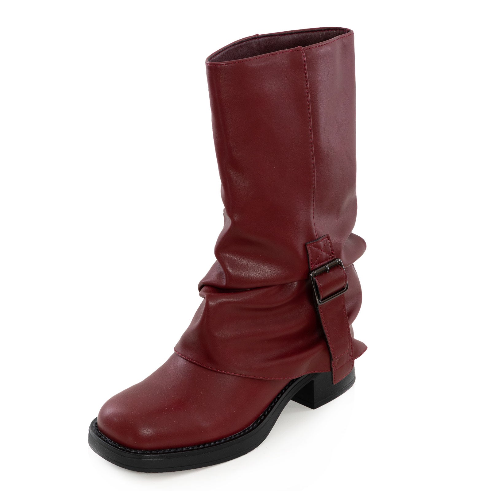 toocool stivali donna biker bassi motociclista polpaccio fibbie scarpe casual ga035