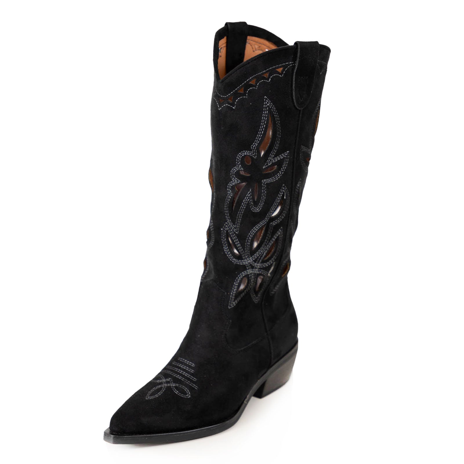 toocool stivali texani al ginocchio con ricami e intagli traforati camoscio sintetico stile boho chic country toocool mp746 3 nero 36
