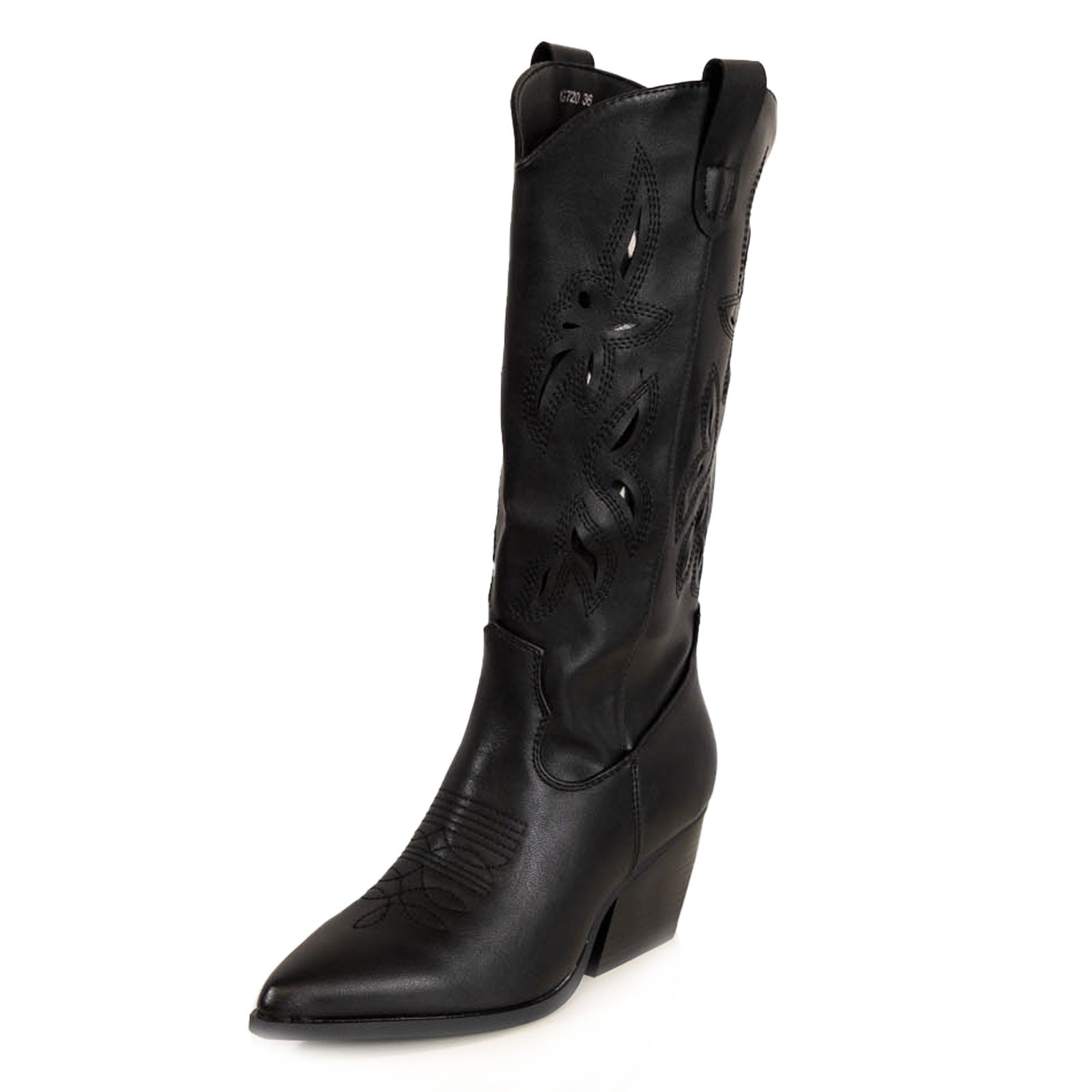 toocool stivali texani al ginocchio estivi e autunnali con ricami e intagli traforati punta allungata stile boho chic country toocool g720 nero 36