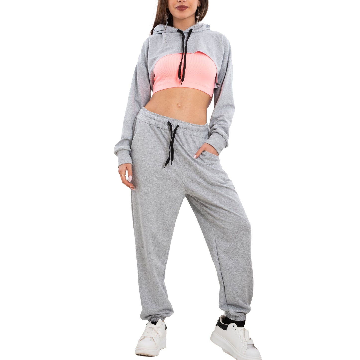 toocool tuta donna completo fitness sport vi 3249 grigio sm