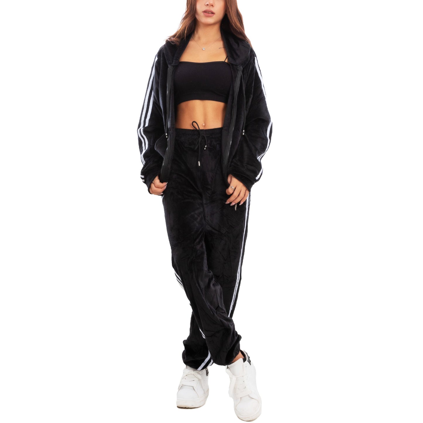 immagine-2-toocool-tuta-sportiva-donna-velour-velluto-ciniglia-cappuccio-be-8502