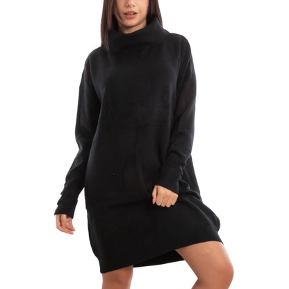 toocool vestito donna miniabito collo alto maglia tricot maximaglione toocool mtc13293 nero sl