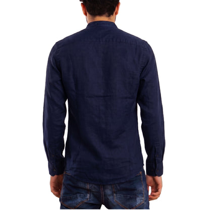 toocool camicia uomo misto lino maniche lunghe bottone regolabile collo alla coreana toocool z 909 nero s