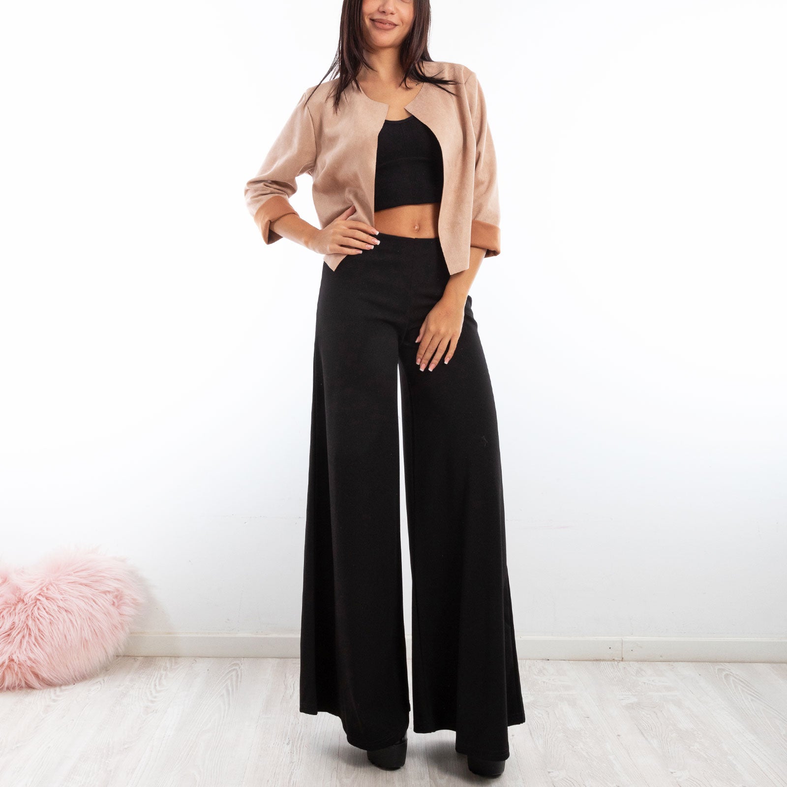toocool giacca donna finta pelle scamosciata aperta 20868