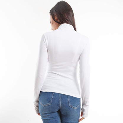 toocool maglia donna blusa maniche lunghe foro per pollice vi 5255