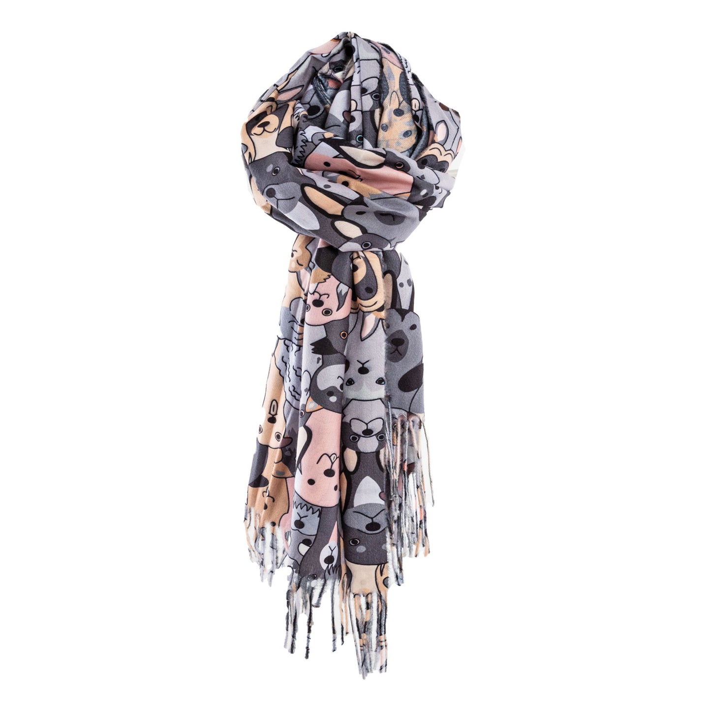 toocool sciarpa stola unisex cani frange foulard scialle invernale scaldacollo toocool wj 8217 nero taglia unica