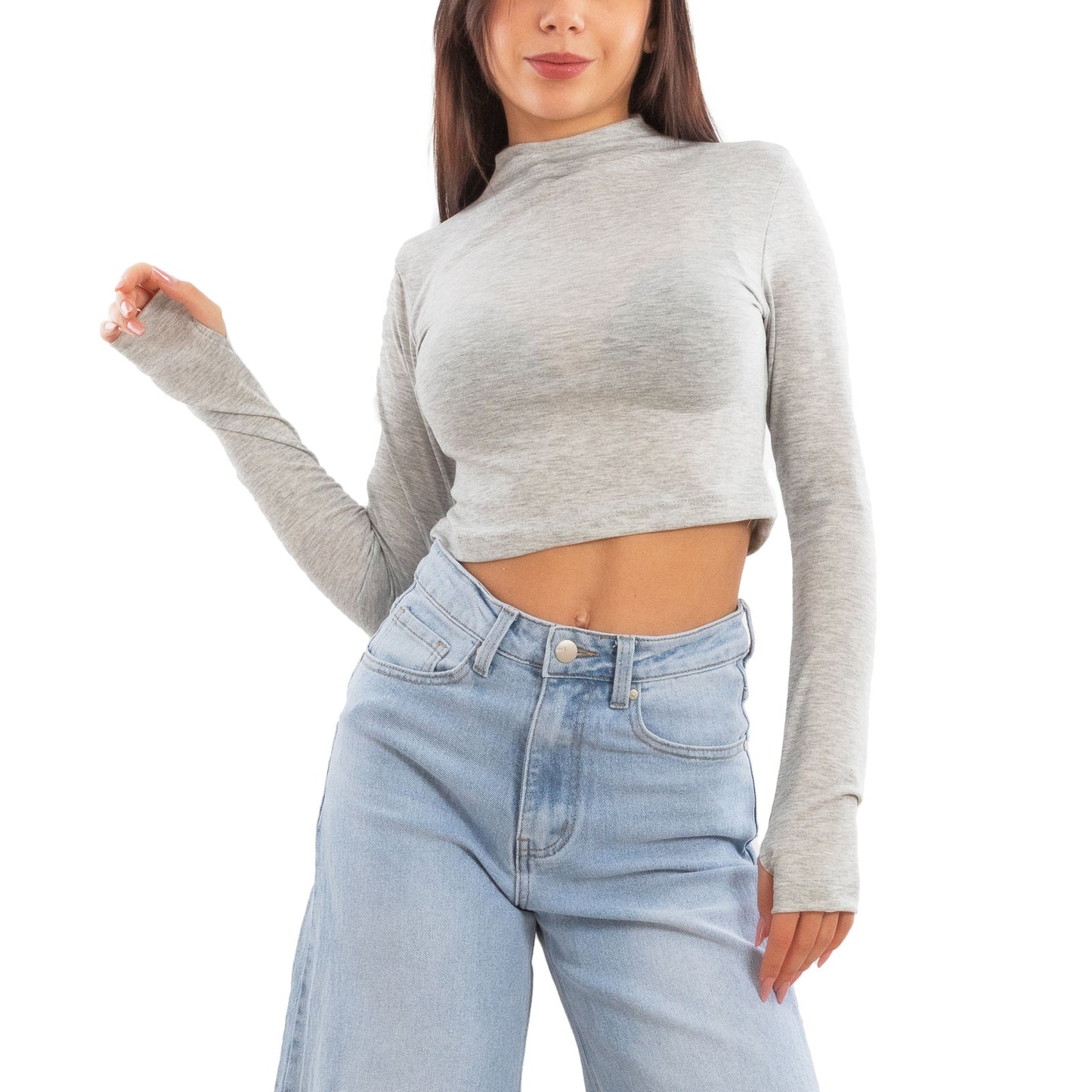 toocool top donna crop corto maniche lunghe foro per pollice blusa toocool vi 5317 nero sm