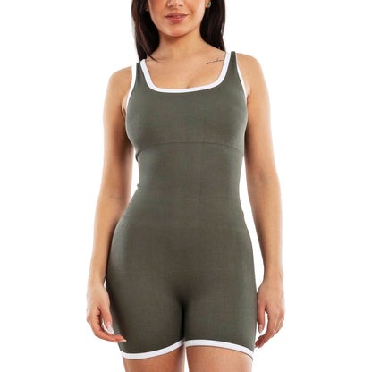 toocool tutina sportiva donna aderente a costine jumpsuit corta fitness coppe fisse push up body modellante sportivo toocool s90116 nero sm
