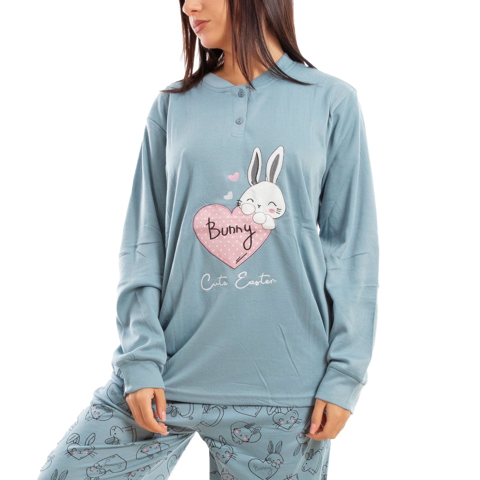 toocool pigiama donna felpato invernale coniglietti caldo c3101