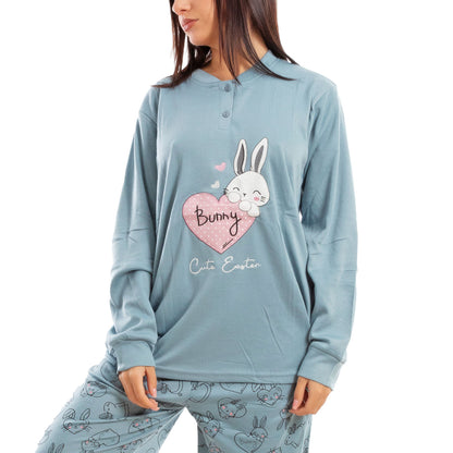 toocool pigiama donna felpato invernale coniglietti caldo c3101