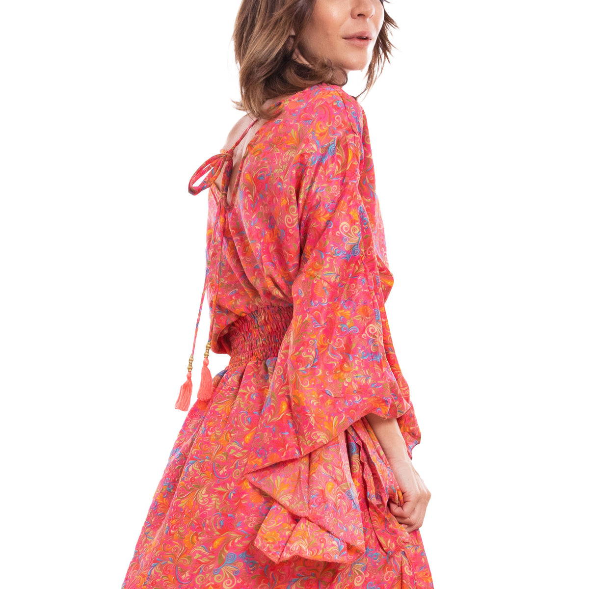 toocool vestito lungo donna abito boho chic fantasia etnica toocool rk 2021 rosso sl