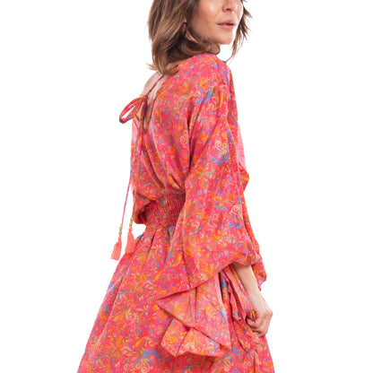 toocool vestito lungo donna abito boho chic fantasia etnica toocool rk 2021 rosso sl