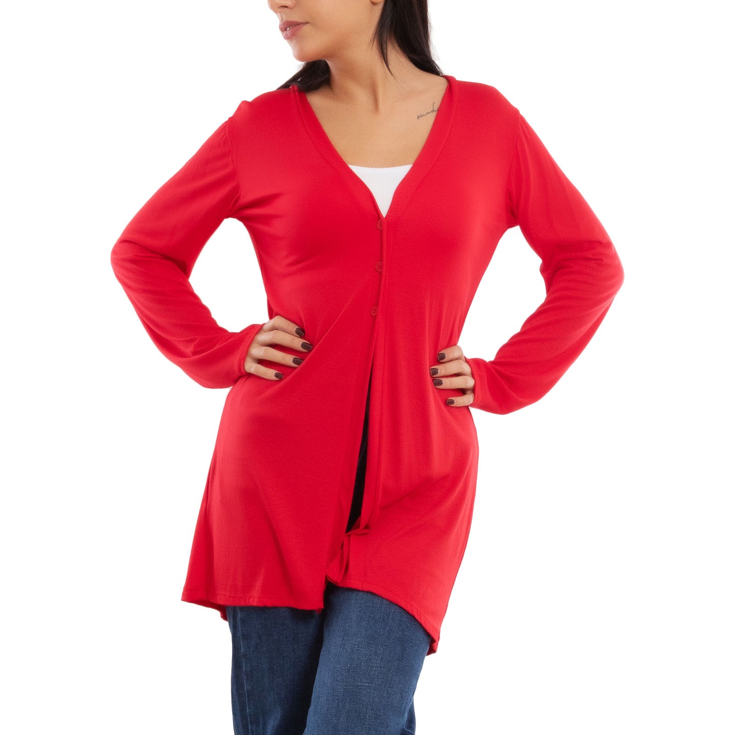 toocool cardigan lungo donna elegante coprispalle spolverino bottoni manica lunga toocool vb 4222 nero sl