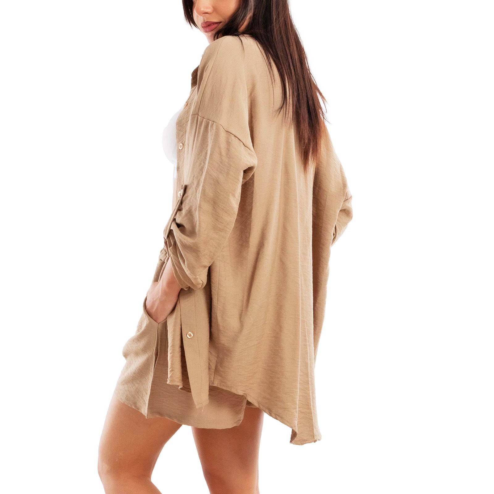 toocool completo due pezzi donna camicia pantaloncini vi 5546