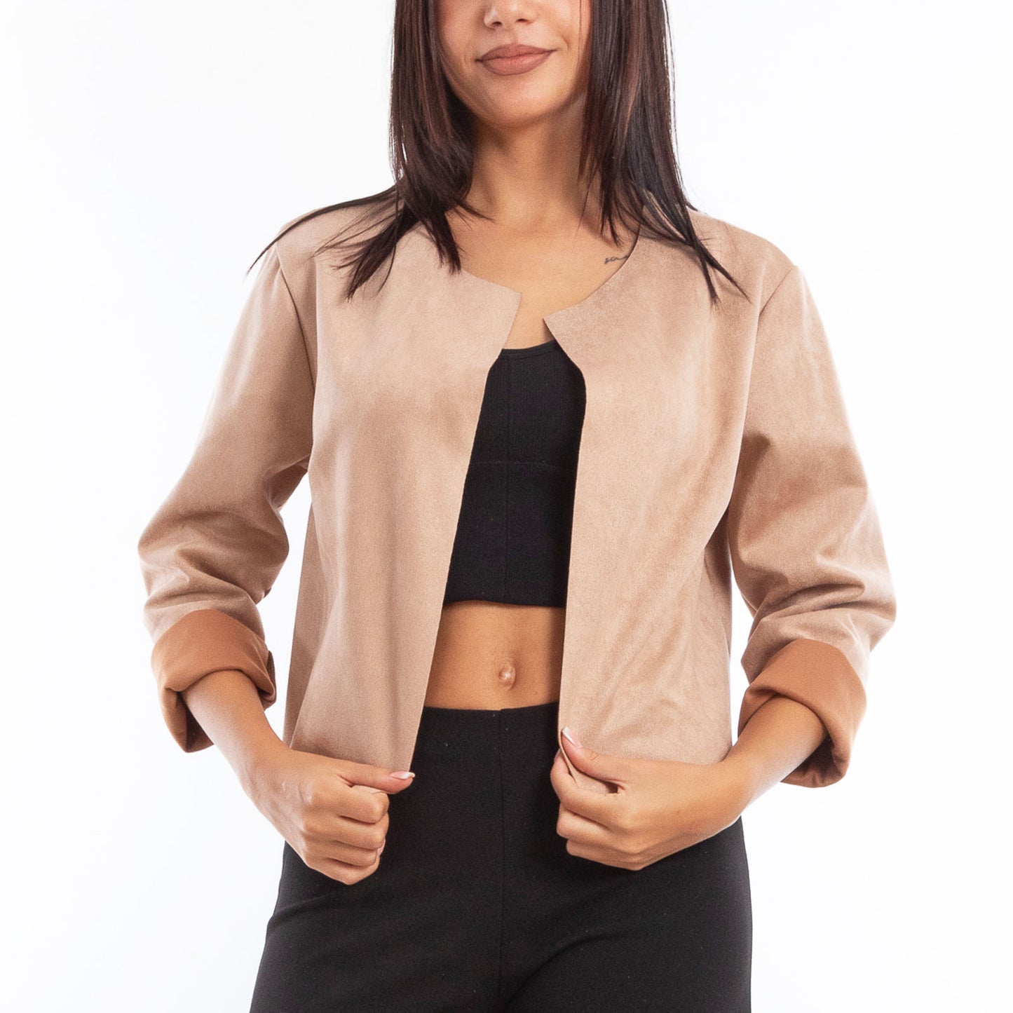 toocool giacca donna finta pelle scamosciata aperta 20868