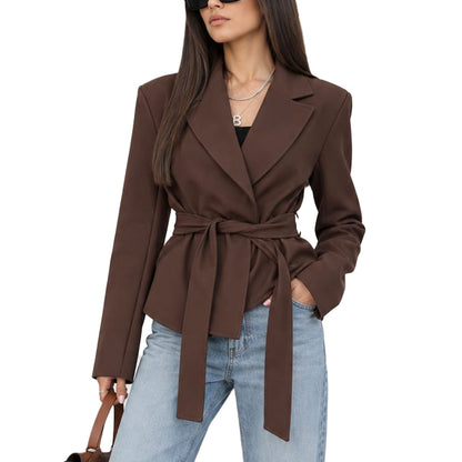 toocool giacca donna sfoderata elegante cintura coprispalle toocool vi 56210 nero taglia unica