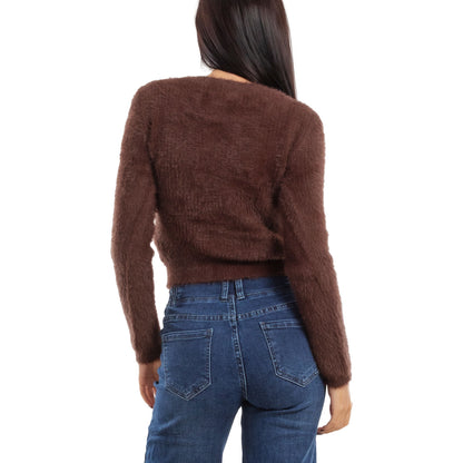 toocool maglione donna peloso pullover corto aderente invernale scollo v toocool 9390 nero sm