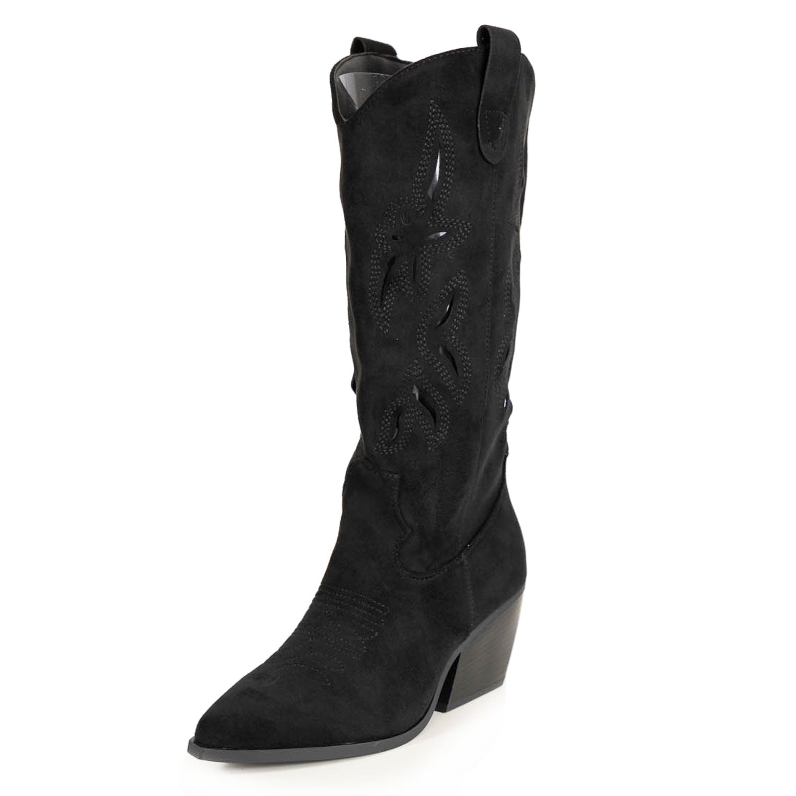 toocool stivali texani al ginocchio estivi e autunnali con ricami e intagli traforati punta allungata stile boho chic country toocool g720 nero 36
