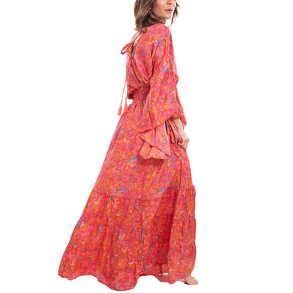 toocool vestito lungo donna abito boho chic fantasia etnica toocool rk 2021 rosso sl