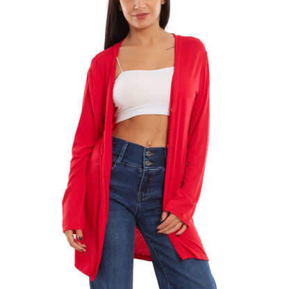 toocool cardigan lungo donna elegante coprispalle spolverino bottoni manica lunga toocool vb 4222 nero sl