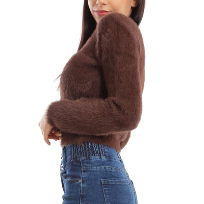 toocool maglione donna peloso pullover corto aderente invernale scollo v toocool 9390 nero sm