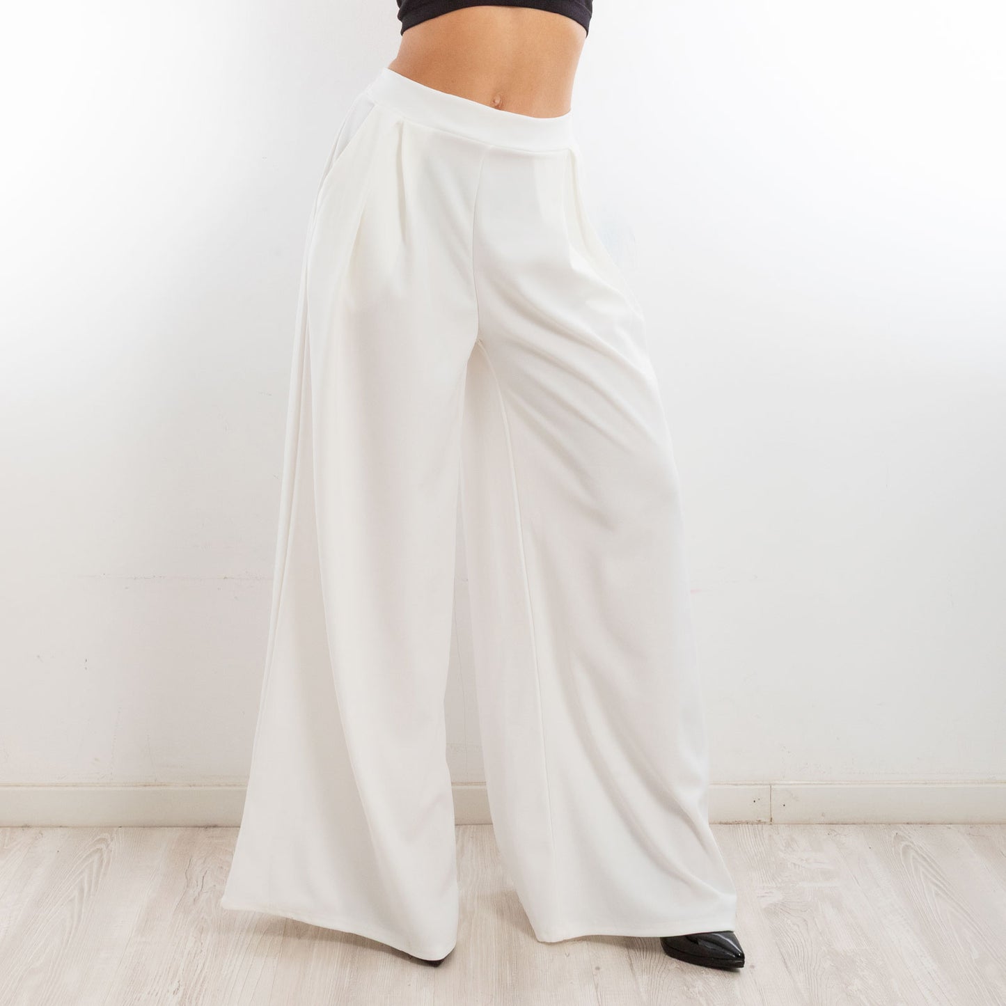 toocool pantaloni donna palazzo pinces eleganti ampi larghi con tasche toocool ms 6934 nero sl