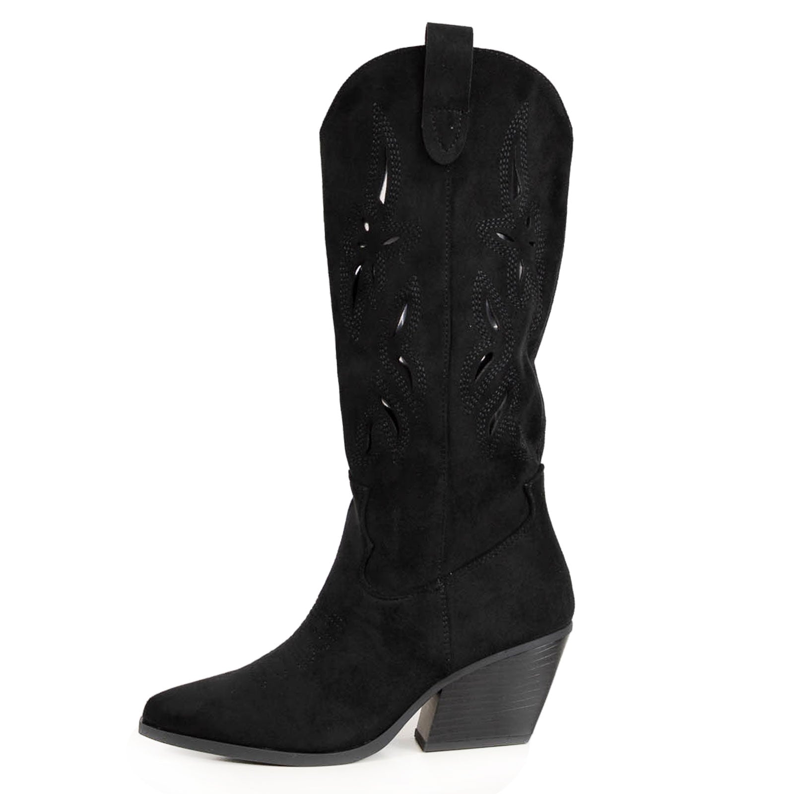 toocool stivali texani al ginocchio estivi e autunnali con ricami e intagli traforati punta allungata stile boho chic country toocool g720 nero 36