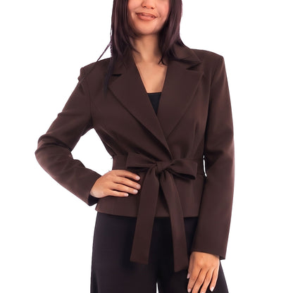 toocool giacca donna sfoderata elegante cintura coprispalle toocool vi 56210 nero taglia unica