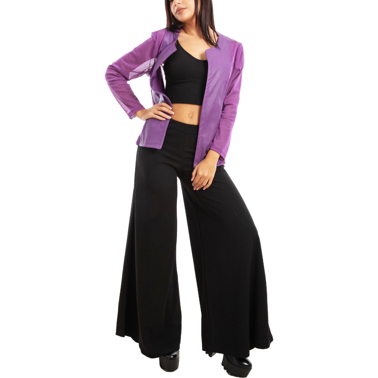 toocool giacca pelle sintetica donna velata elegante g987