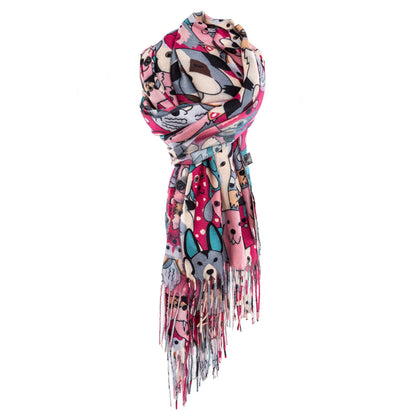 toocool sciarpa stola unisex cani frange foulard scialle invernale scaldacollo toocool wj 8217 nero taglia unica