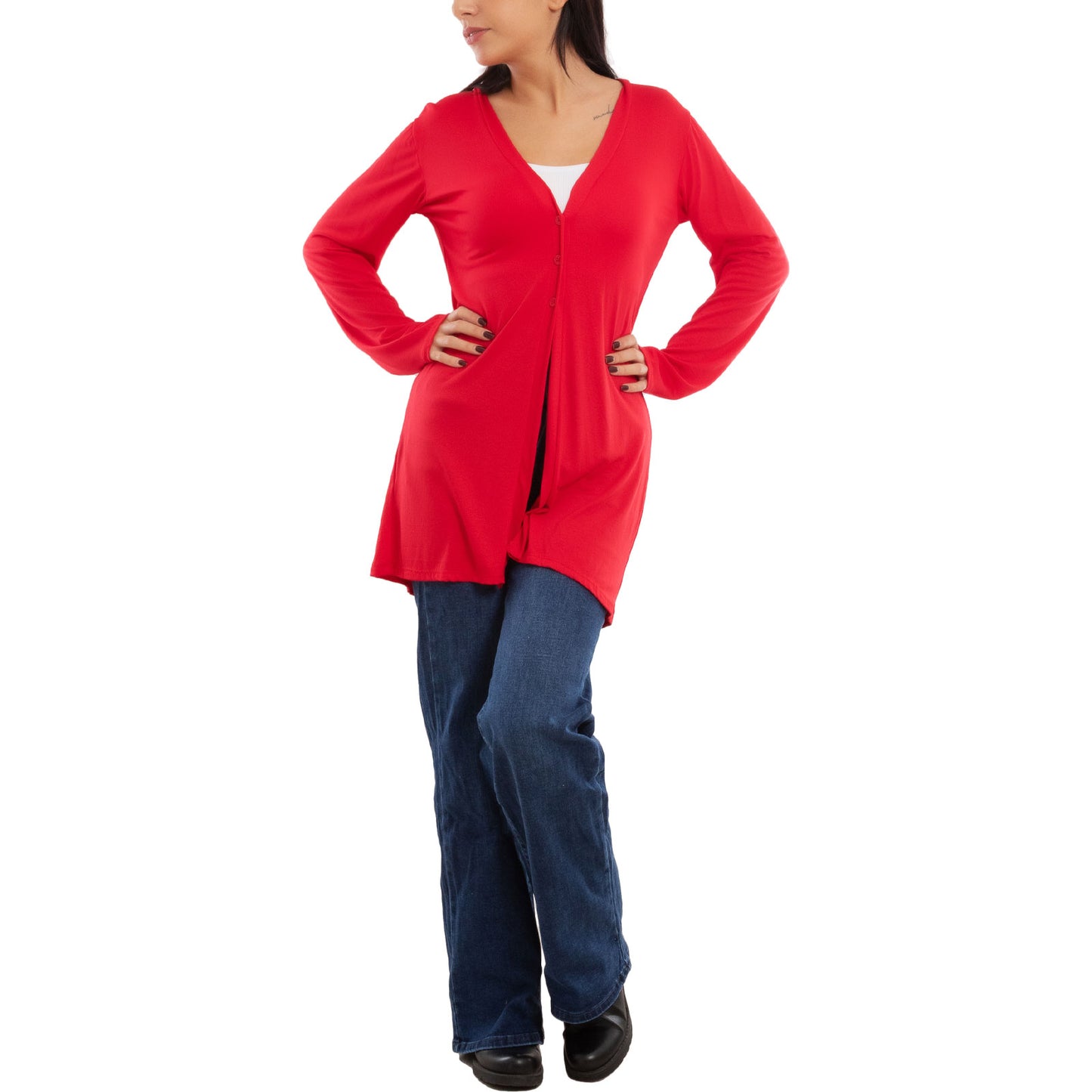 toocool cardigan lungo donna elegante coprispalle spolverino bottoni manica lunga toocool vb 4222 nero sl