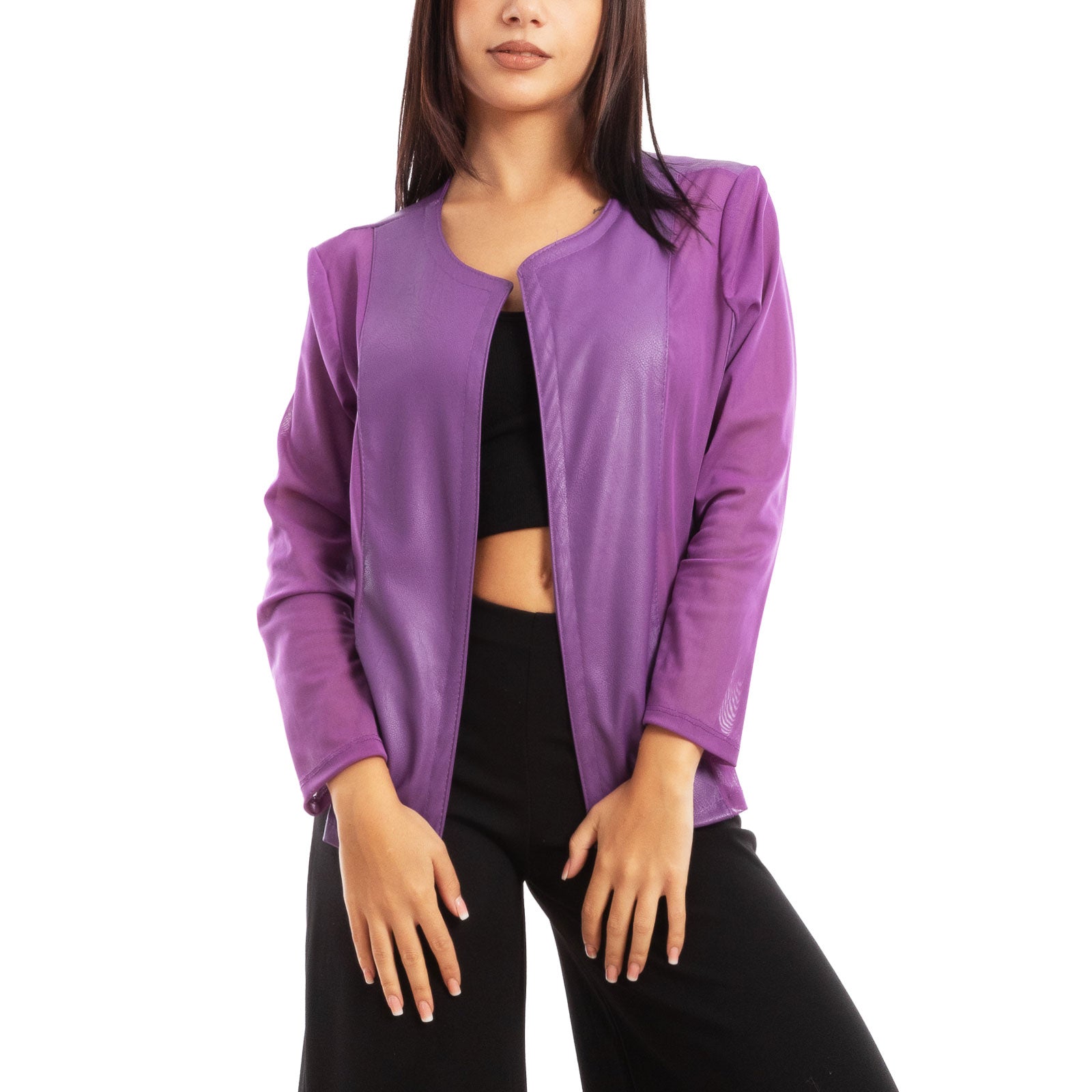 toocool giacca pelle sintetica donna velata elegante g987