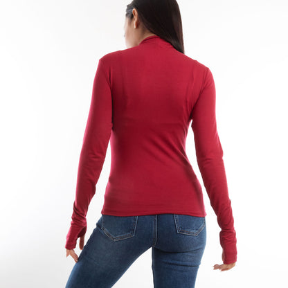 toocool maglia donna blusa maniche lunghe foro per pollice vi 5255