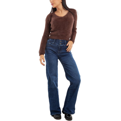 toocool maglione donna peloso pullover corto aderente invernale scollo v toocool 9390 nero sm