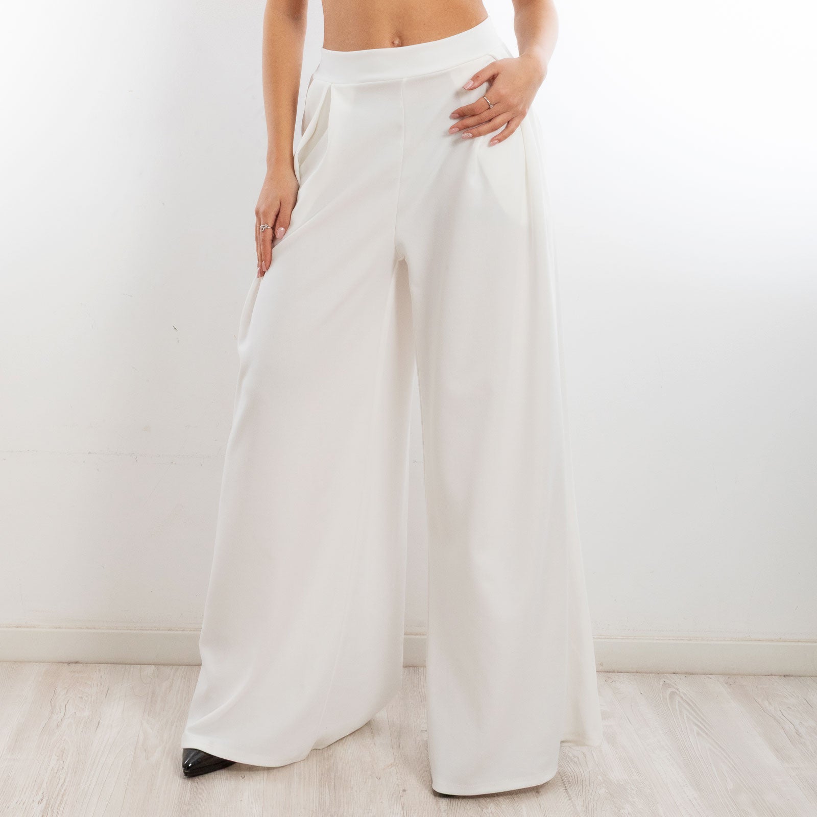 toocool pantaloni donna palazzo pinces eleganti ampi larghi con tasche toocool ms 6934 nero sl