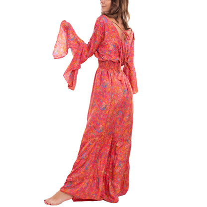toocool vestito lungo donna abito boho chic fantasia etnica toocool rk 2021 rosso sl