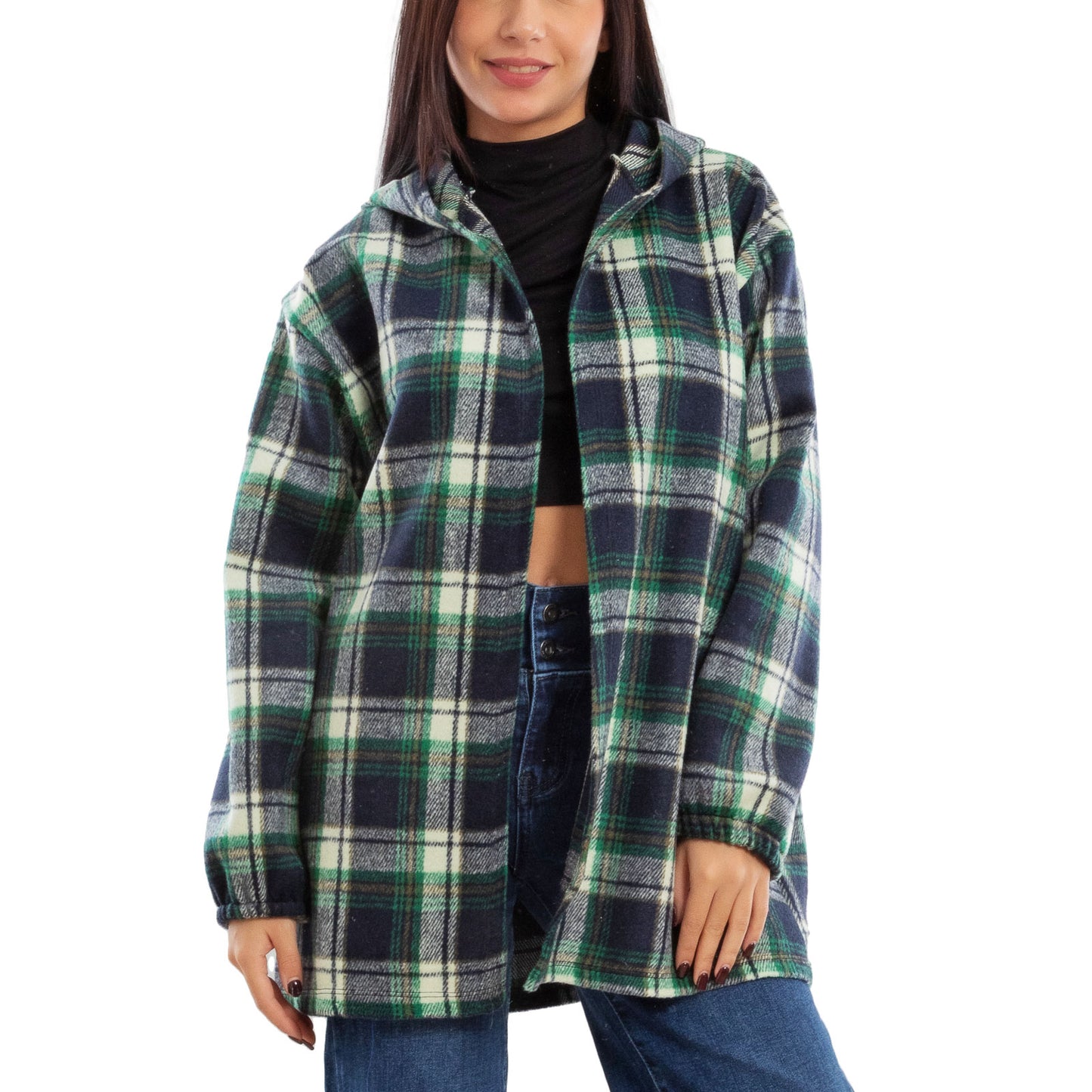 toocool giacca donna blazer felpa cardigan flanella cappuccio scozzese quadri toocool vi 5790 nero sl