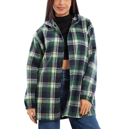 toocool giacca donna blazer felpa cardigan flanella cappuccio scozzese quadri toocool vi 5790 nero sl