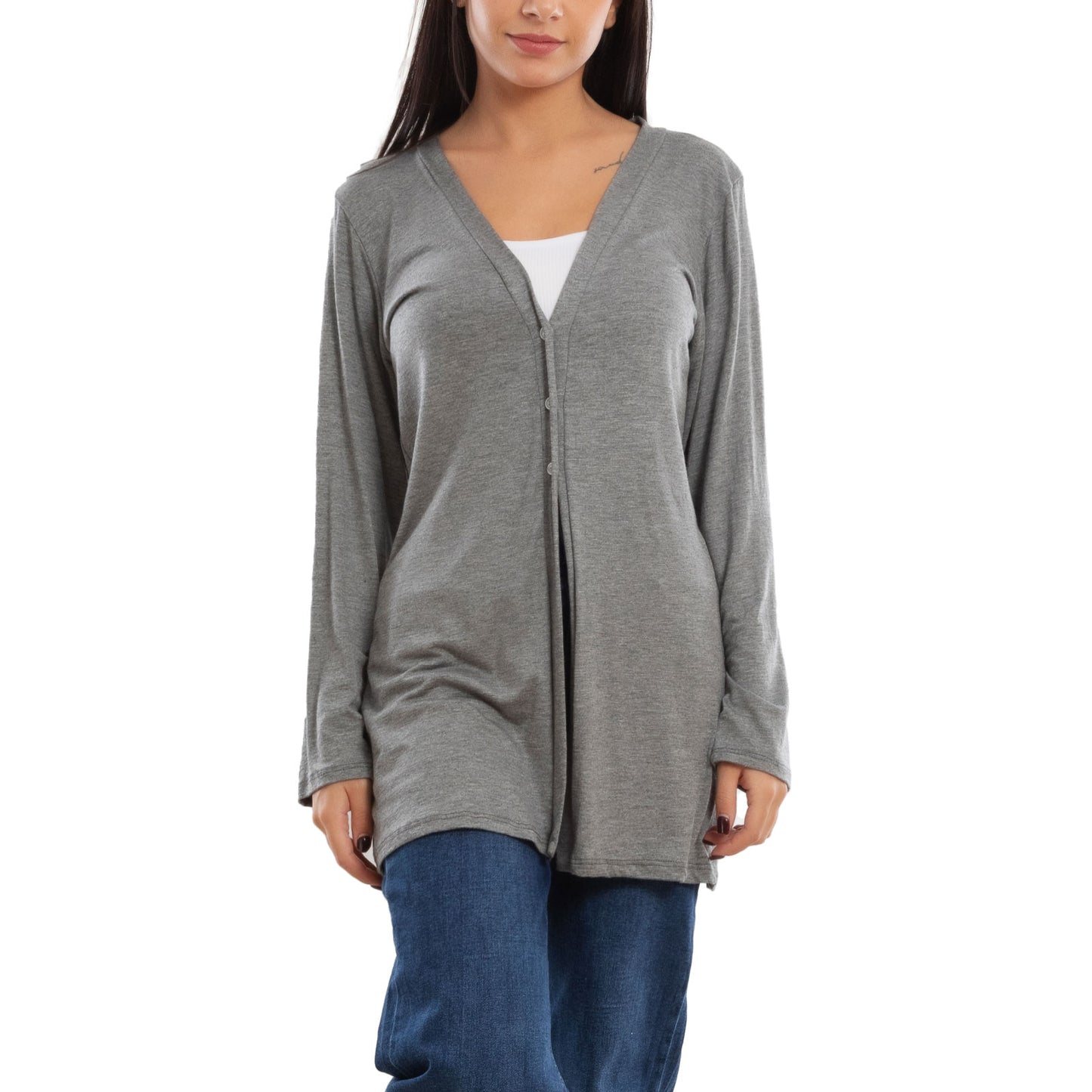 toocool cardigan lungo donna elegante coprispalle spolverino bottoni manica lunga toocool vb 4222 nero sl