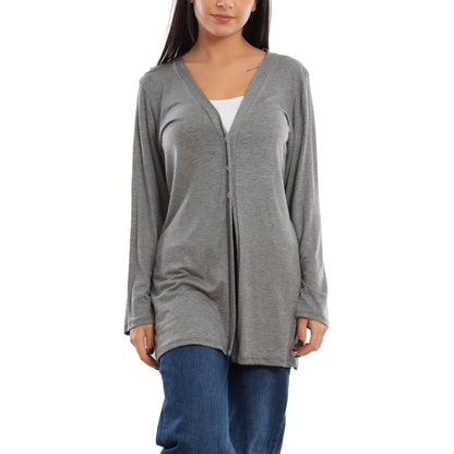 toocool cardigan lungo donna elegante coprispalle spolverino bottoni manica lunga toocool vb 4222 nero sl