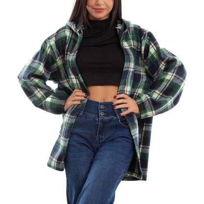 toocool giacca donna blazer felpa cardigan flanella cappuccio scozzese quadri toocool vi 5790 nero sl